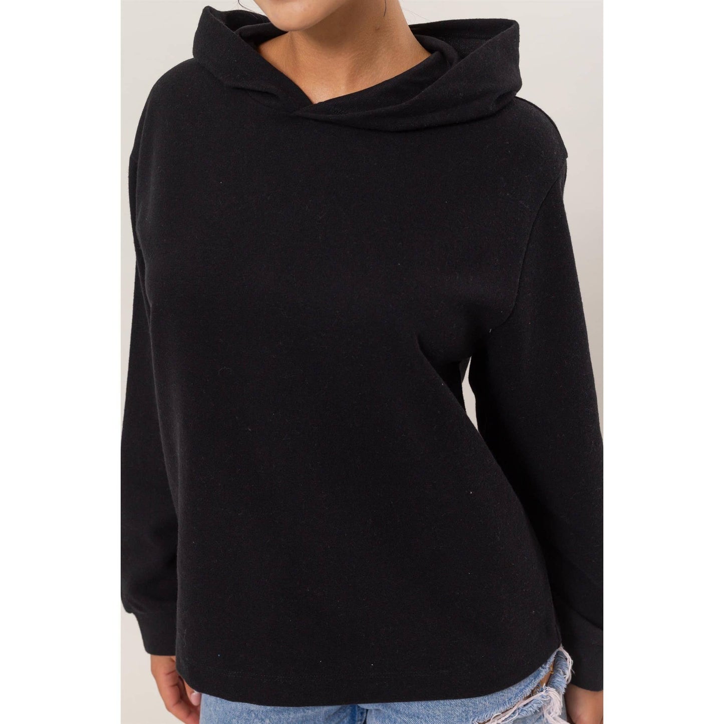 Drop Shoulders Relax Hoodie - Black