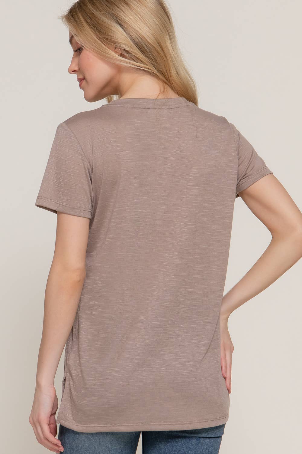Short Sleeve Round Neck with Pocket - Stone