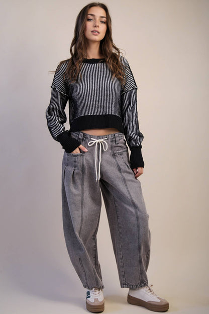 Two Tone Striped Stripe Sweater