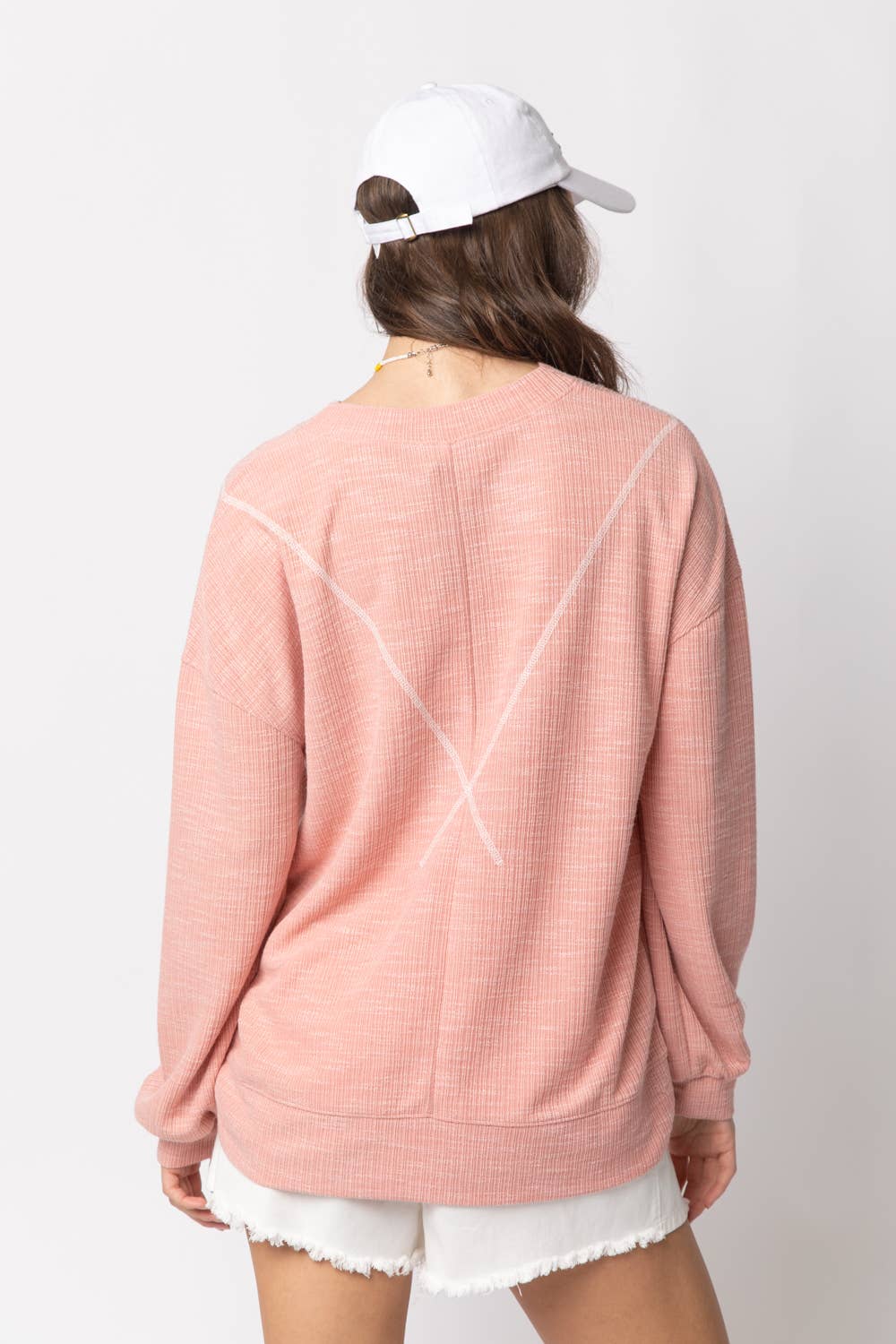 Ribbed Knit V Stitch Top