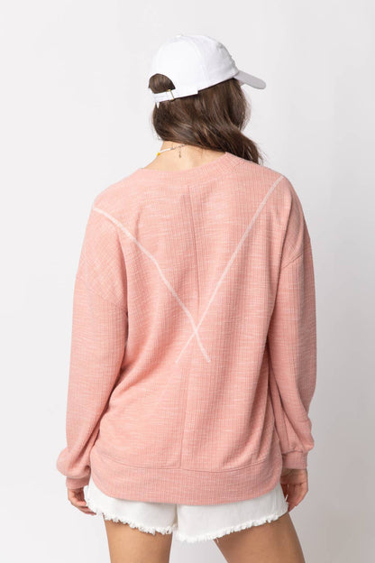 Ribbed Knit V Stitch Top