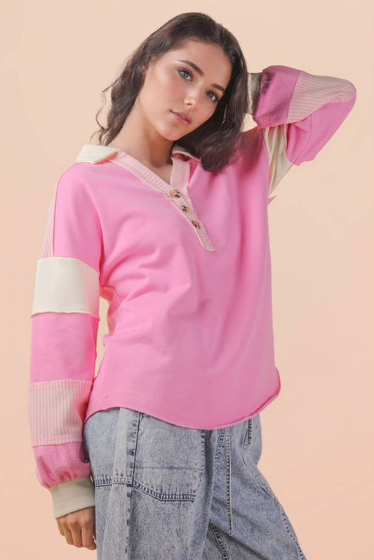 Color Block Oversized Knit Top