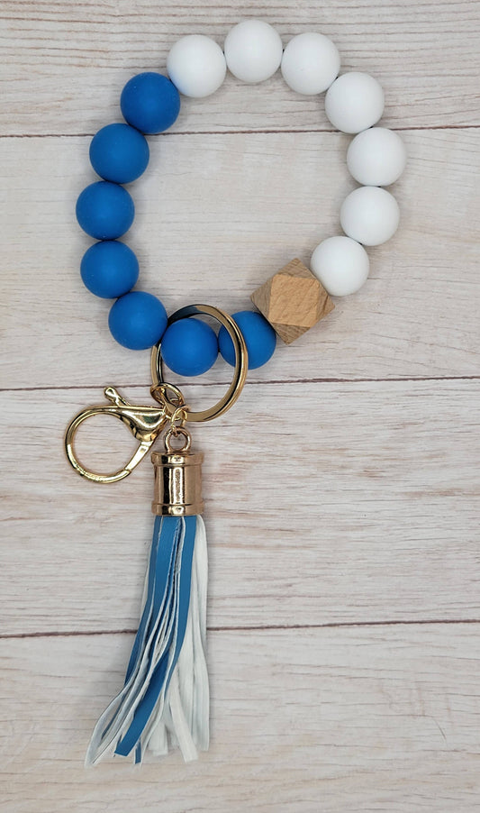 Royal Blue/White Silicone Wristlet - Keychain