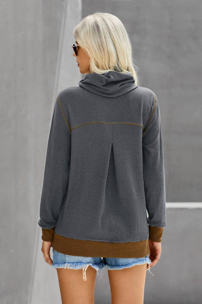 Turtleneck Long Sleeve Top - Charcoal