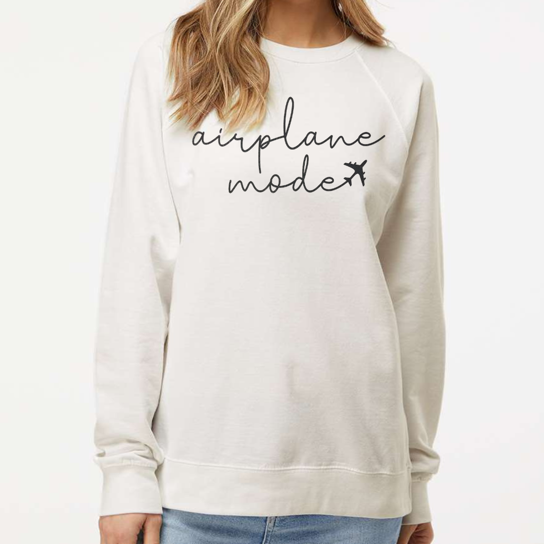 Independent Trading Company - Airplane Mode - Long Sleeve Graphic Crewneck - Unisex Fit