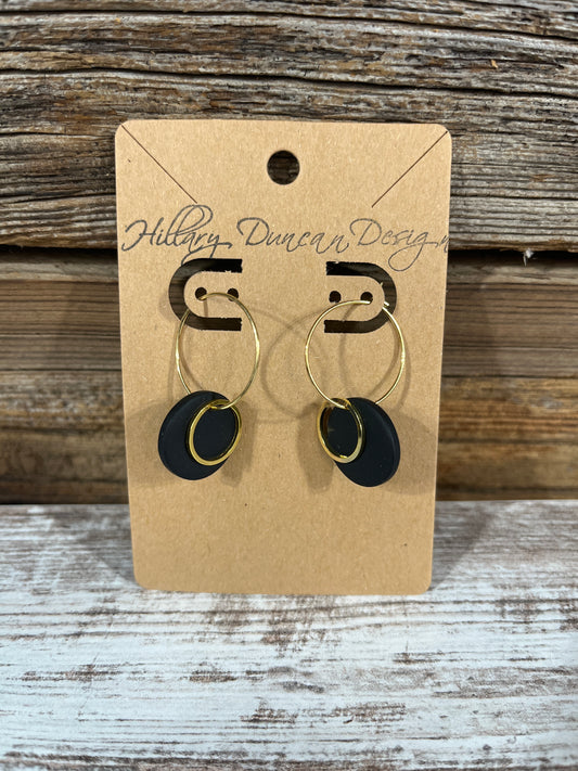 Black & Gold Hoop Earring