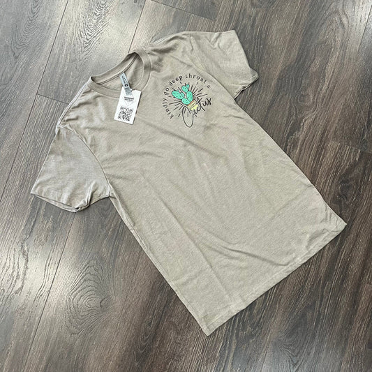 "Kindly Go Deep Throat a Cactus" Graphic Tee – Stone Grey