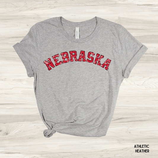 Nebraska (Red) Graphic Tee - Athletic Heather