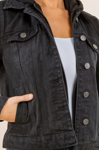 Buy Mast & Harbour Black Hooded Denim Jacket - Jackets for Women 25963298 |  Myntra
