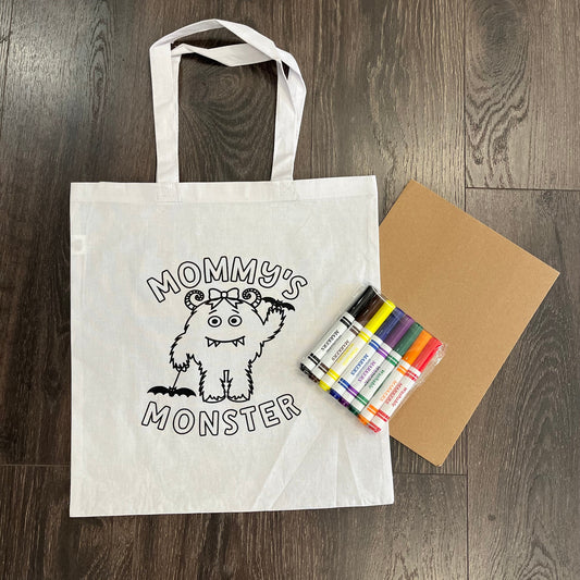 Tote Bag Coloring Kit - Mommy's Monster w/ Bow