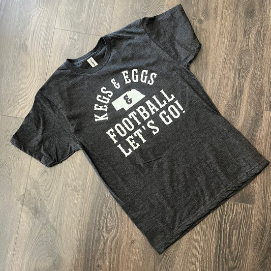 Kegs Eggs and Football Graphic Tee - Grey