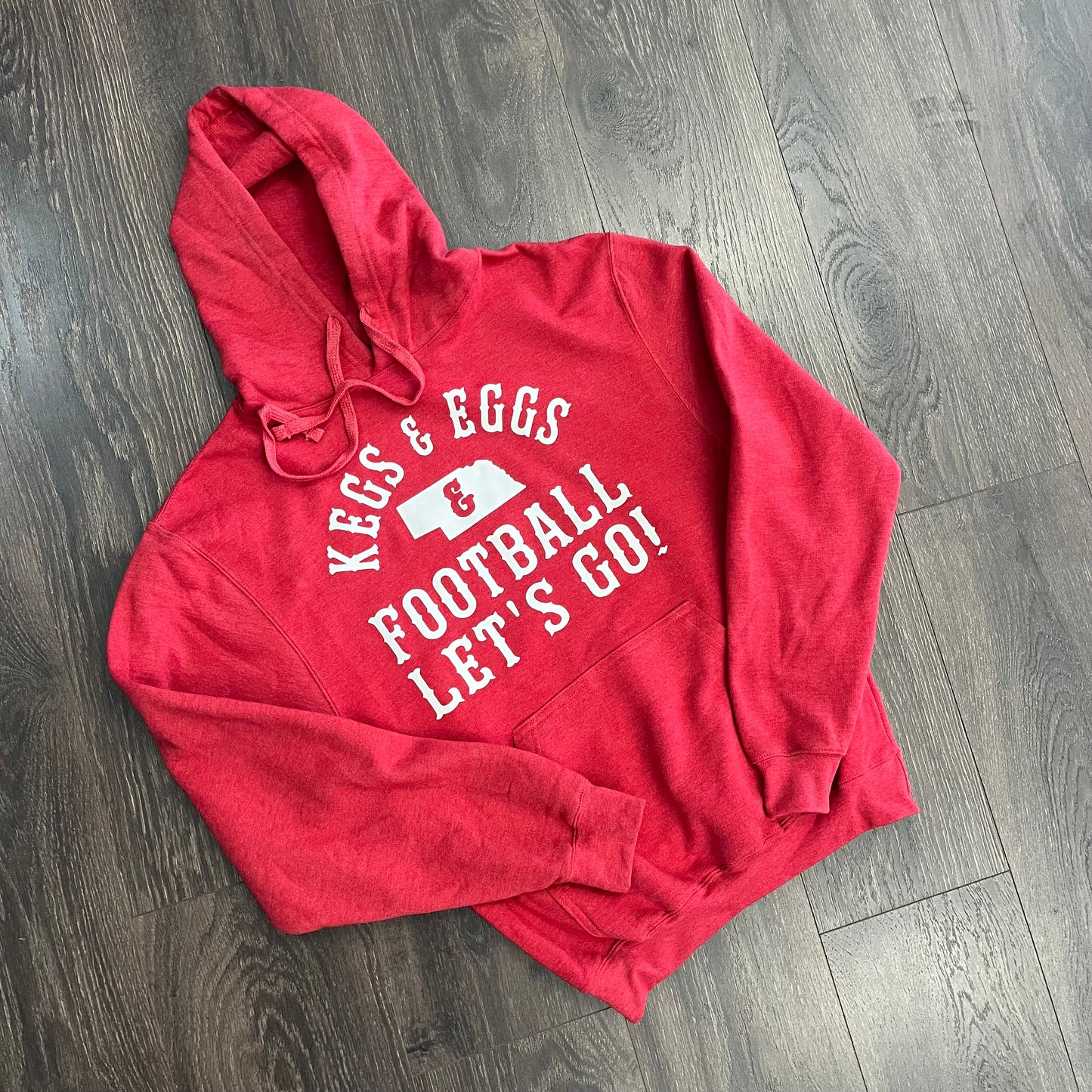 Kegs, Eggs & Football Graphic Hoodie - Red - Last One - Size Small