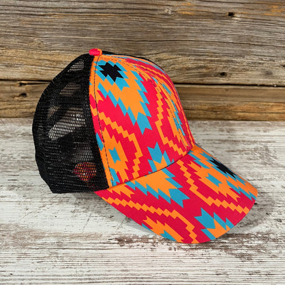 Criss Cross Back Trucker Hat - Aztec