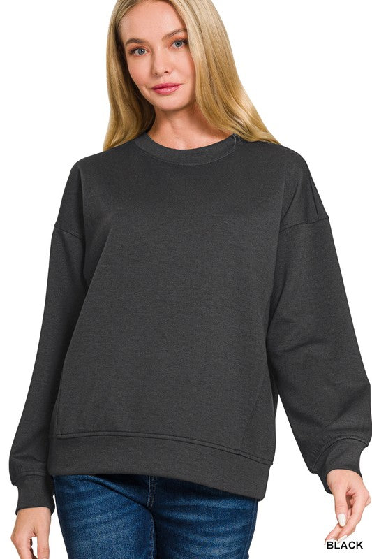 Long Sleeve Scuba Crewneck Sweatshirt - Black