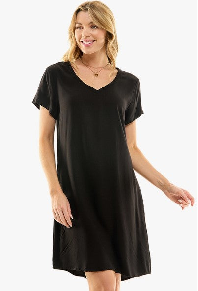 Casual Shirt Dress - Black