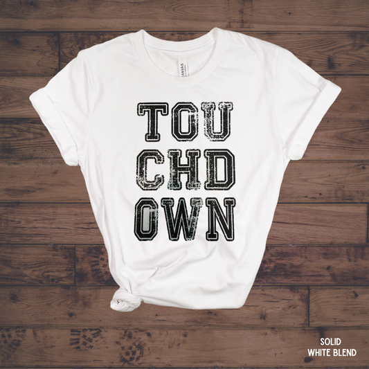 Touchdown (Black Distress) Graphic Tee - White