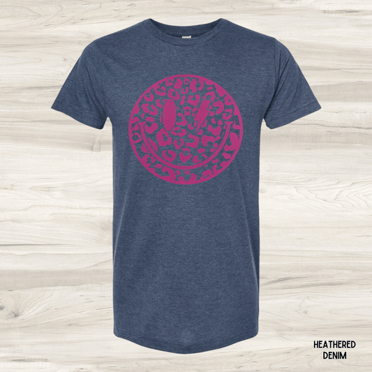 Leopard Smiley Face Graphic Tee
