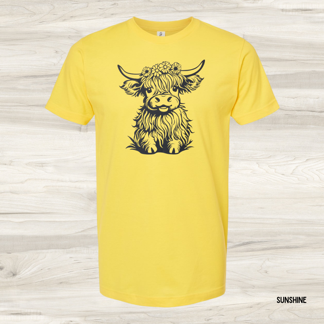 Sunflower Highland Cow Graphic Tee