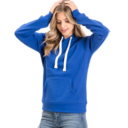 Active Fleece Lined Pullover Hoodie – Royal Blue Women’s Sweatshirt – Cozy Fleece Lining - Front