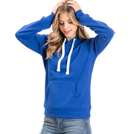 Active Fleece Lined Pullover Hoodie – Royal Blue Women’s Sweatshirt – Cozy Fleece Lining - Front