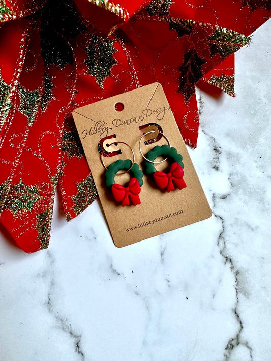 Holiday Wreath Hoop Earrings - Last One - OneSize