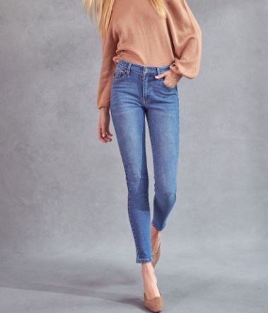 Caprice High Rise Super Skinny Jeans – medium wash women’s high rise skinny denim - Front