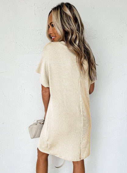 Casual Apricot T-Shirt Dress – Women’s short sleeve relaxed fit dress - Back