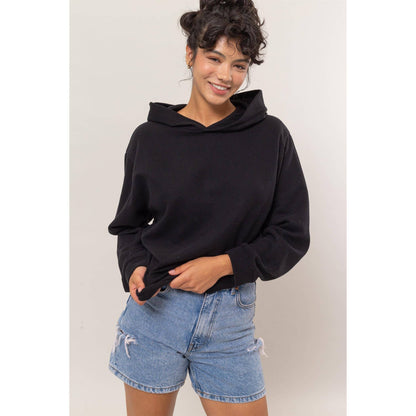 Drop Shoulders Relax Hoodie - Black