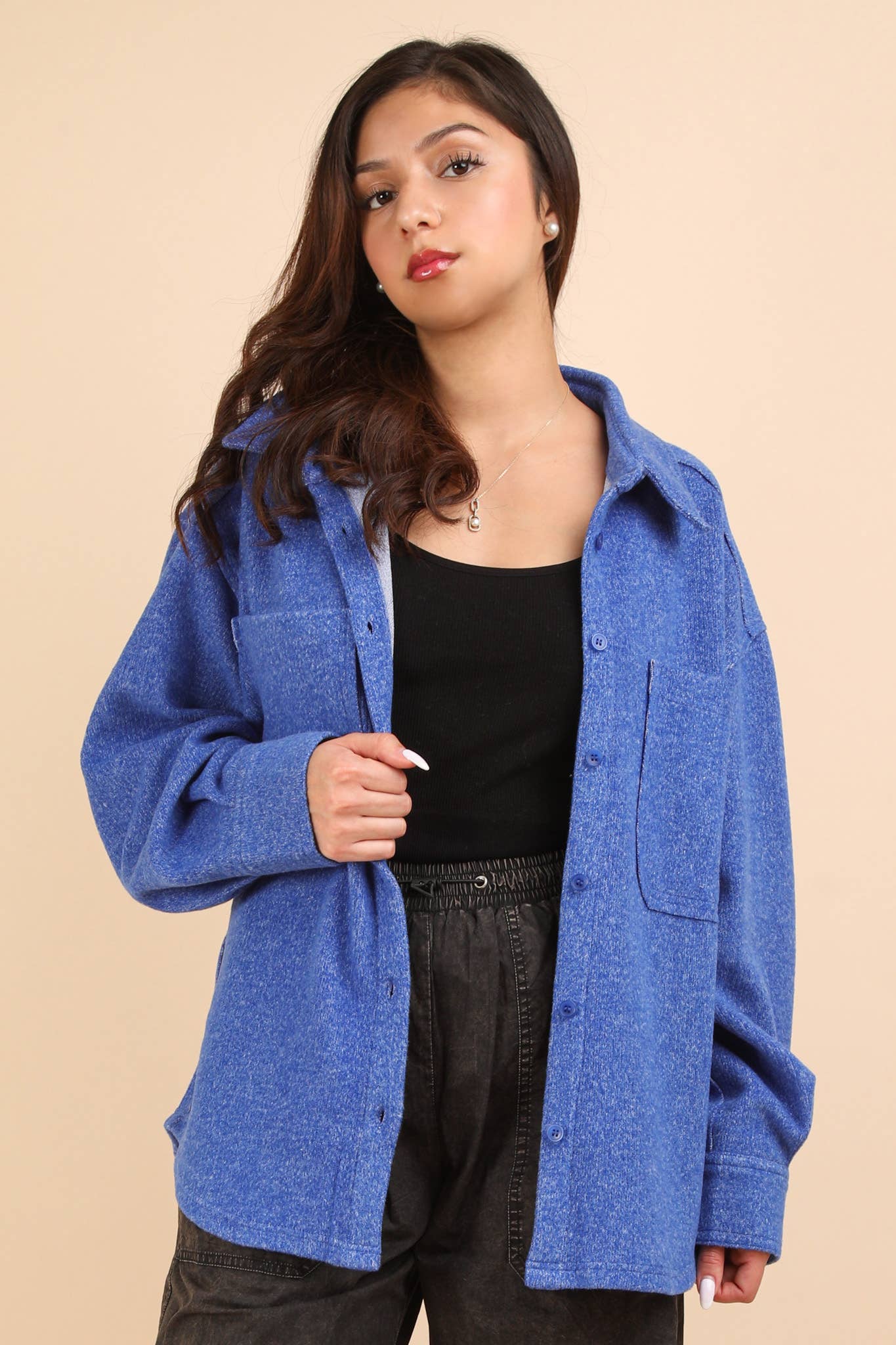 Oversized Cozy Button Down Shacket Jacket
