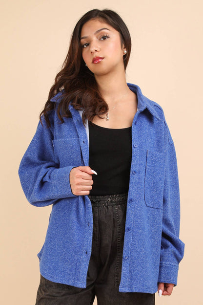 Oversized Cozy Button Down Shacket Jacket