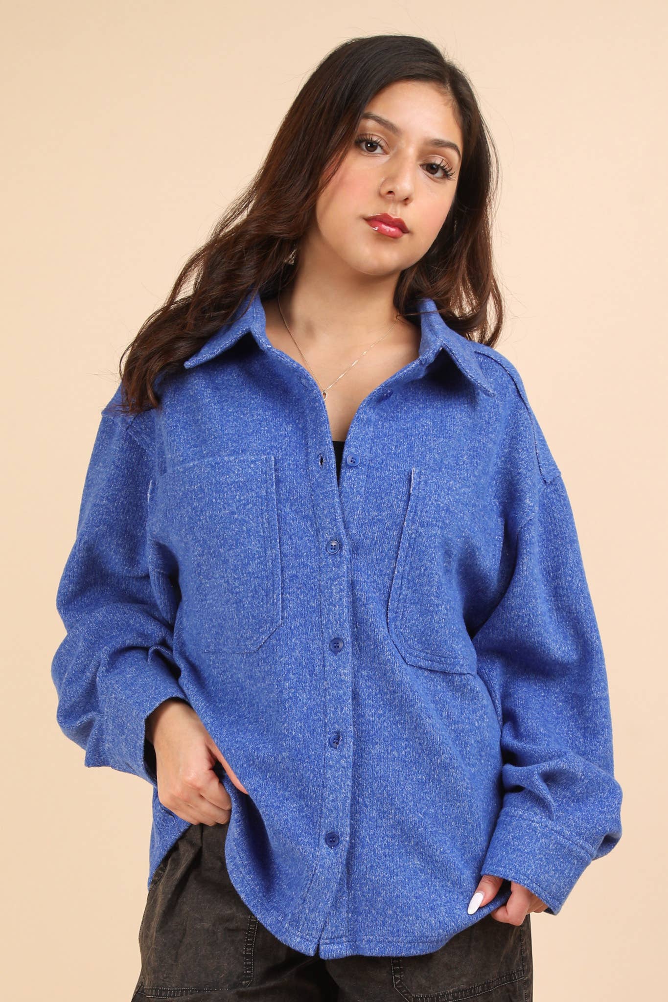 Oversized Cozy Button Down Shacket Jacket