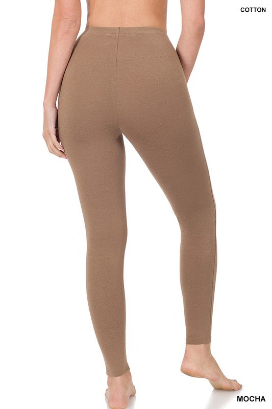 Ash mocha full length cotton leggings – women's comfortable fitted lounge bottom
