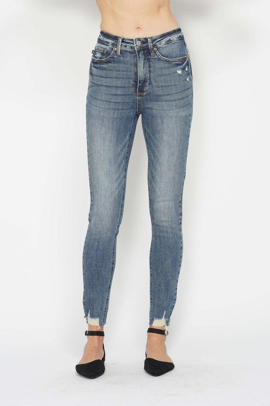 Judy Blue high waist tummy control skinny jeans in vintage wash – women's stretch denim - Front