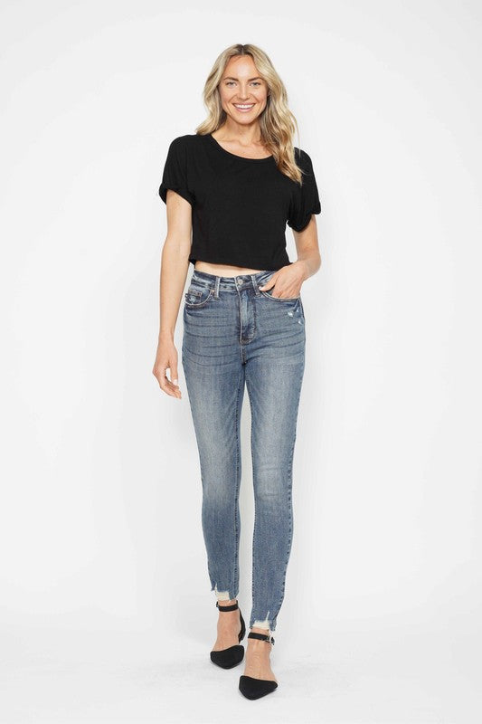 Judy Blue high waist tummy control skinny jeans in vintage wash – women's stretch denim - Lifestyle