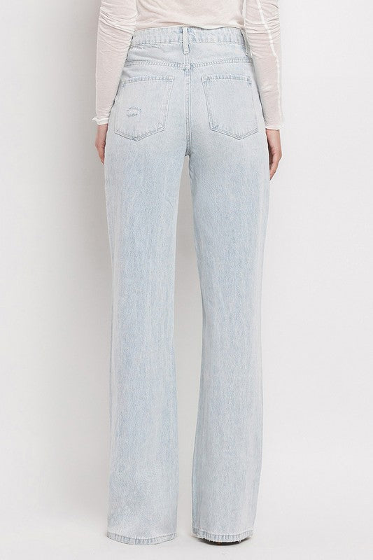 Vervet 90s vintage super high rise flare jeans – women's non-stretch distressed denim - Back
