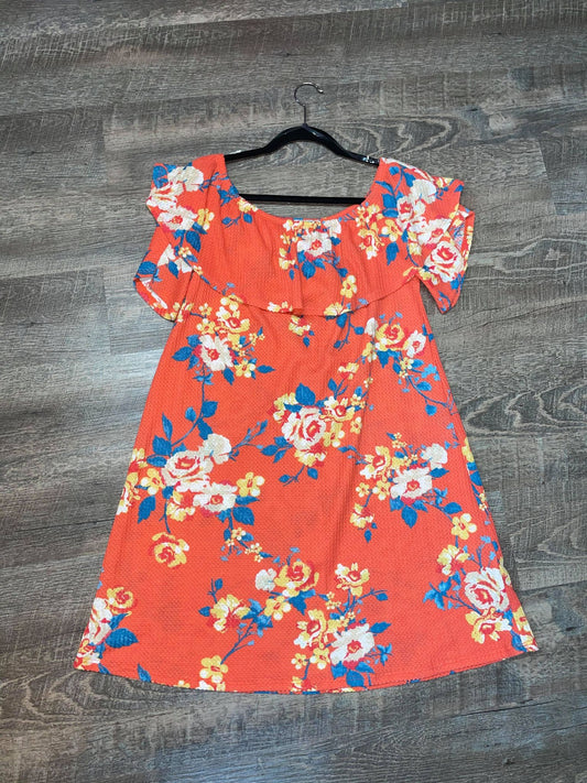 Off Shoulder Orange Floral Dress **Final Sale**