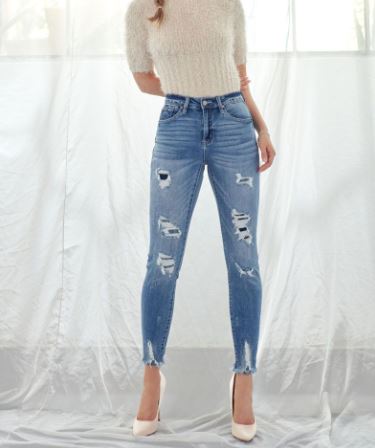 KanCan Larisal High Rise Patched Ankle Skinny Jean