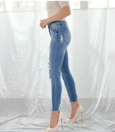 KanCan Larisal High Rise Patched Ankle Skinny Jean