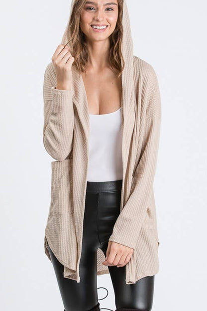 Long Sleeve Hooded Cardigan - Taupe