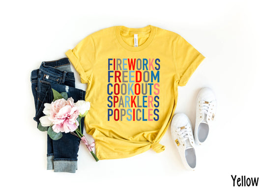 Fireworks Freedom Cookouts Graphic Tee