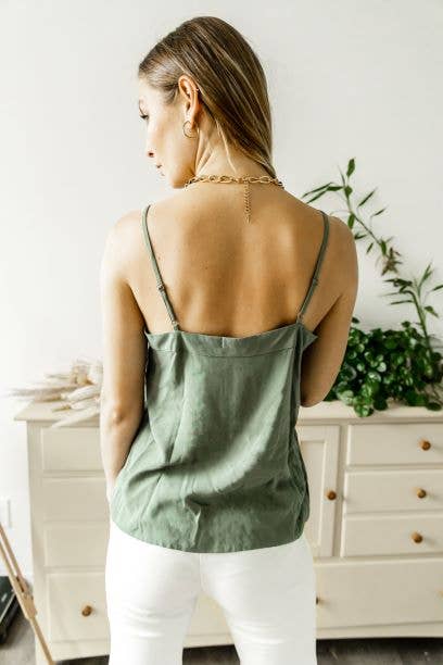 Peony Button-Up Tank - Green - Last One - Size XSmall