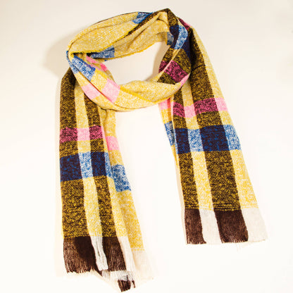 Oblong Striped Winter Scarf - Yellow