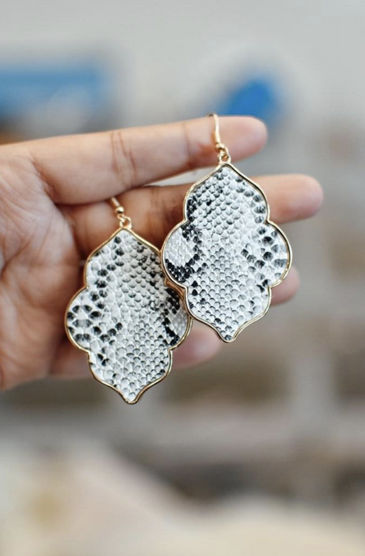 Snakeskin Patterned Gold Plated Earrings - Last One - One Size