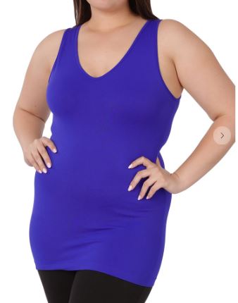 VNeck Seamless Tank - Royal Blue - Last One - Size 1X/2X