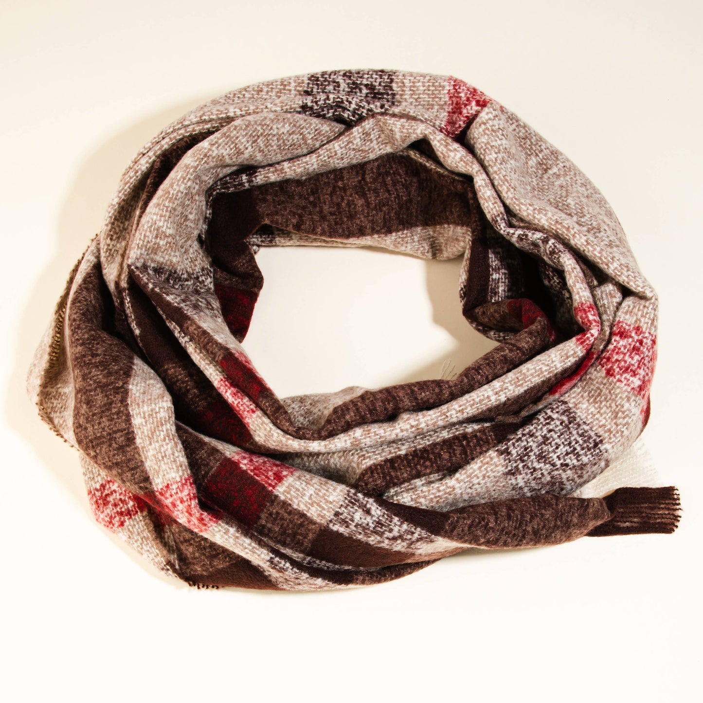 Oblong Striped Winter Scarf - Brown