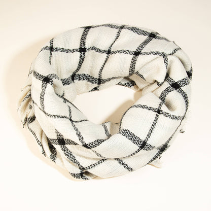 Black And White Plaid Oblong Scarf